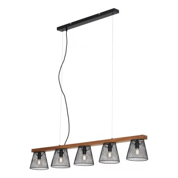 Briloner 4077-055 - Lestenec na kablu WOOD & STYLE 5xE14/25W/230V iz kavčukovca
