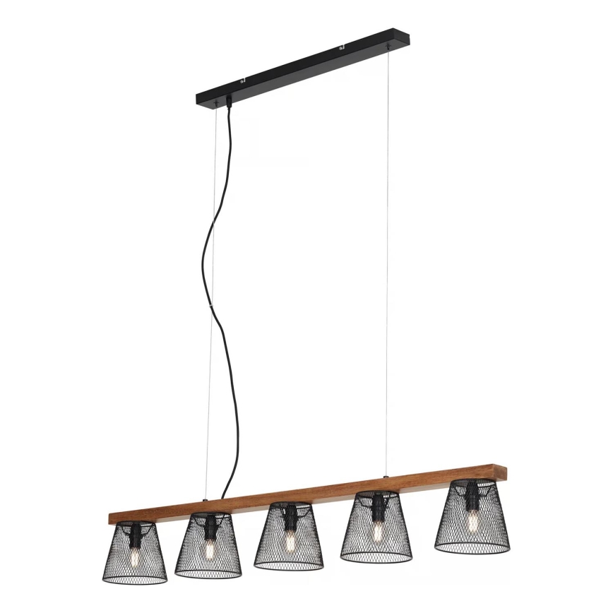 Briloner 4077-055 - Lestenec na kablu WOOD & STYLE 5xE14/25W/230V iz kavčukovca