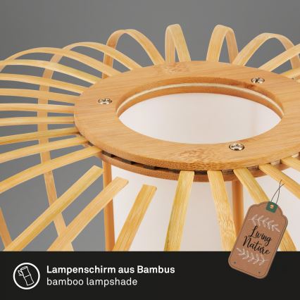 Briloner 4759011 - Viseča svetilka na kablu 1xE27/10W/230V črna/bambus