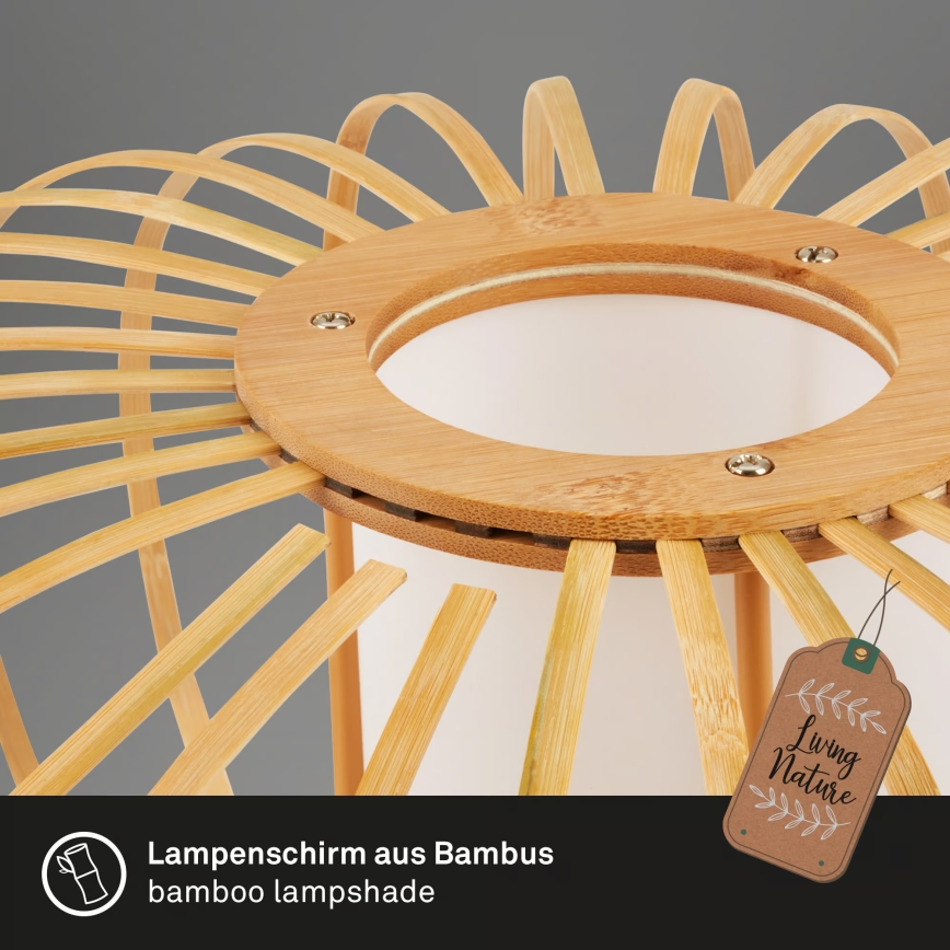 Briloner 4759011 - Viseča svetilka na kablu 1xE27/10W/230V črna/bambus