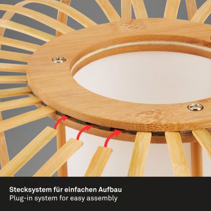 Briloner 4759011 - Viseča svetilka na kablu 1xE27/10W/230V črna/bambus