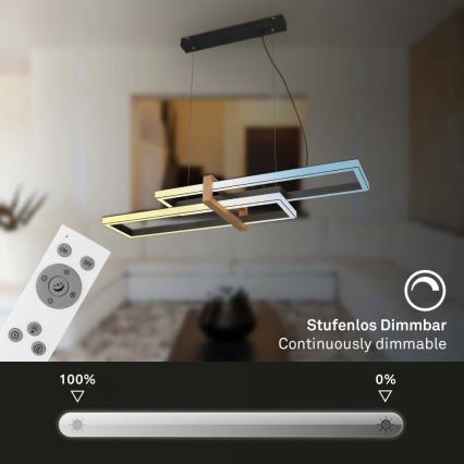 Briloner 4768015 - LED zatemljiv lestenec na jekleni vrvici LED/44W/230V 2700-6500K + daljinski upravljalnik