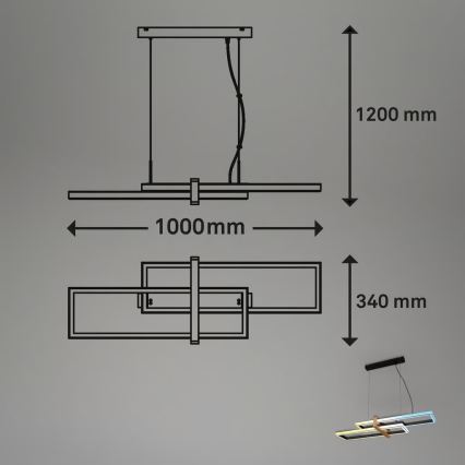 Briloner 4768015 - LED zatemljiv lestenec na jekleni vrvici LED/44W/230V 2700-6500K + daljinski upravljalnik