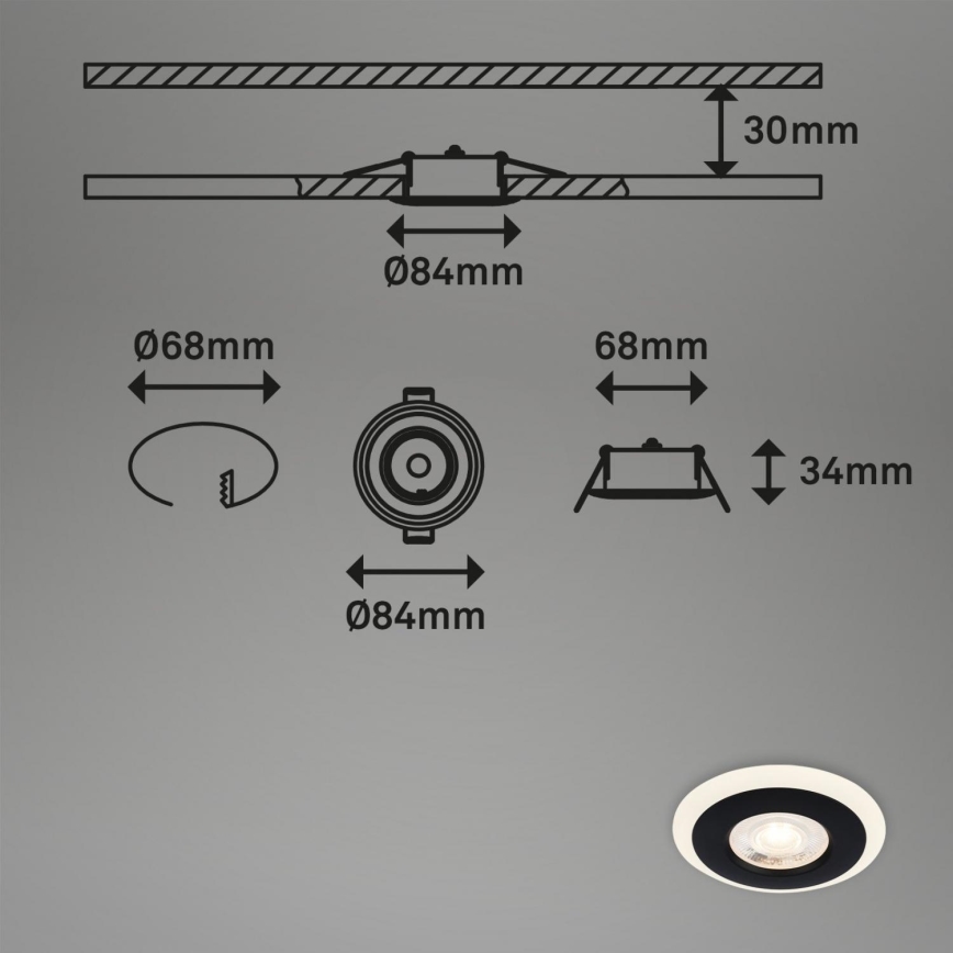 Briloner 7039-035 - SET 3x LED Kopalniška vgradna svetilka LED/5W/230V IP44