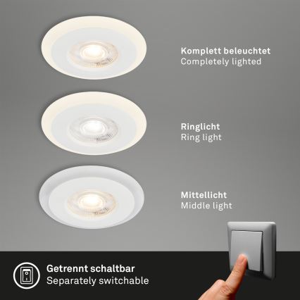 Briloner 7039036 - SET 3x LED kopalniško vgradno stropno svetilo LED/5W/230V IP44 belo