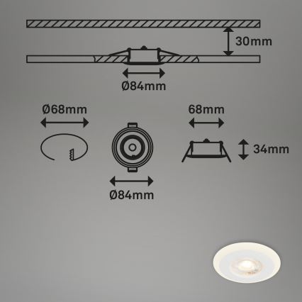 Briloner 7039036 - SET 3x LED kopalniško vgradno stropno svetilo LED/5W/230V IP44 belo