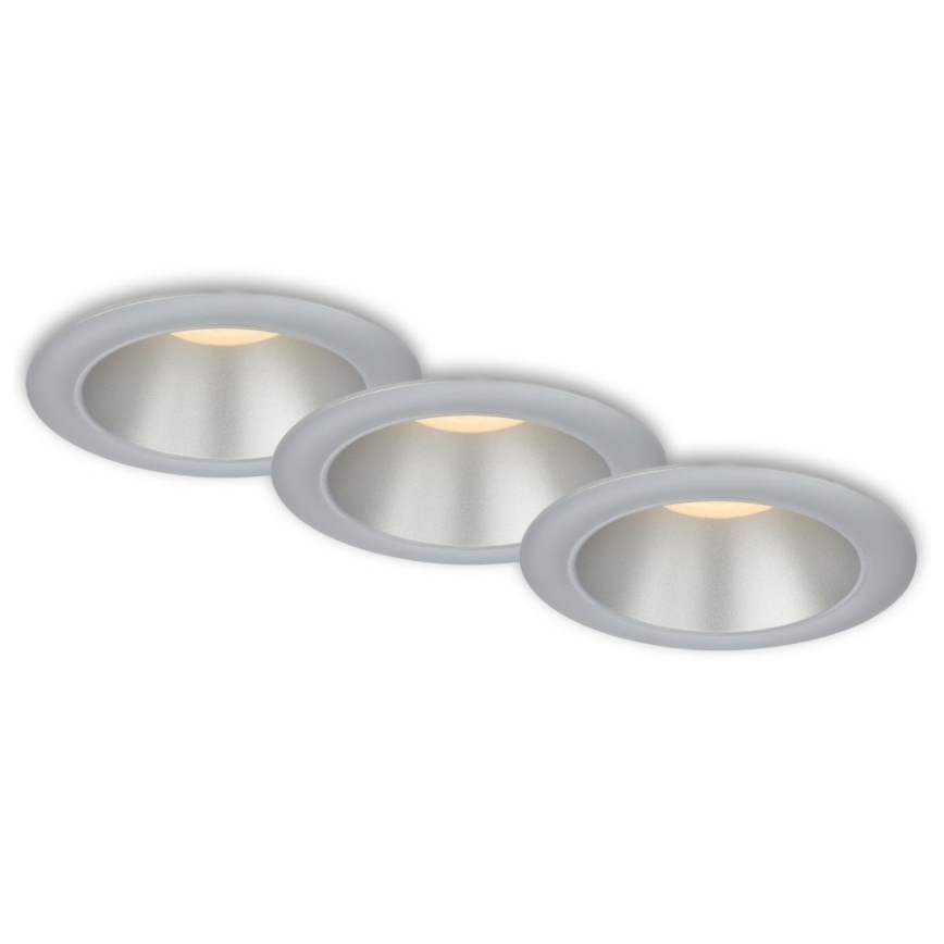 Briloner 7041-034 - SET 3x LED Kopalniška vgradna svetilka LED/4,9W/230V IP44 srebrna