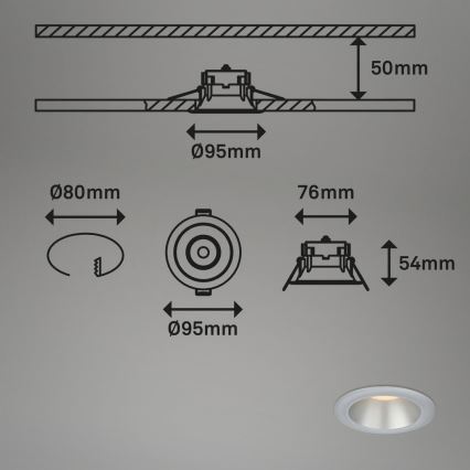 Briloner 7041-034 - SET 3x LED Kopalniška vgradna svetilka LED/4,9W/230V IP44 srebrna