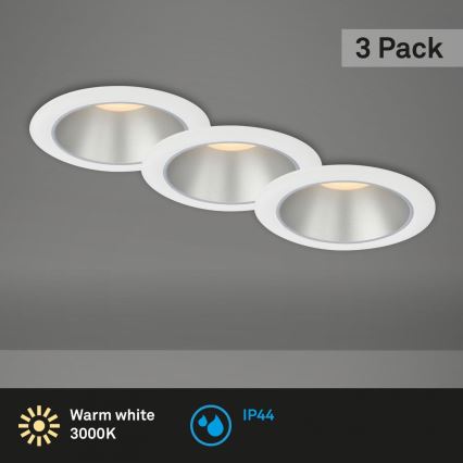 Briloner 7041-036 - SET 3x LED Kopalniška vgradna svetilka LED/4,9W/230V IP44 bela