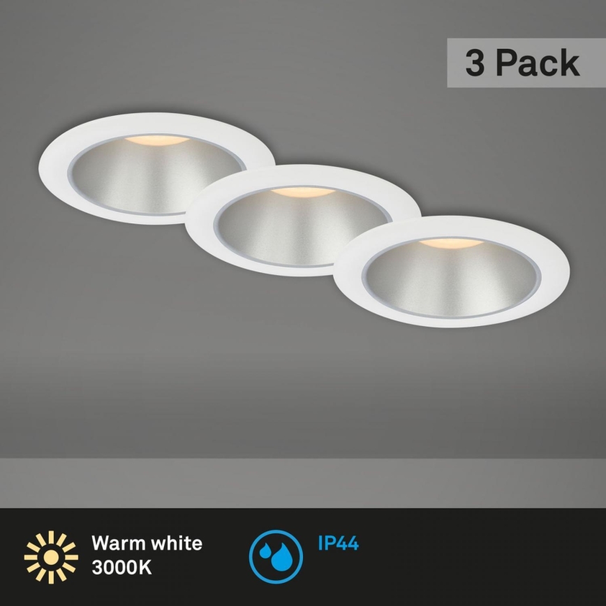 Briloner 7041-036 - SET 3x LED Kopalniška vgradna svetilka LED/4,9W/230V IP44 bela
