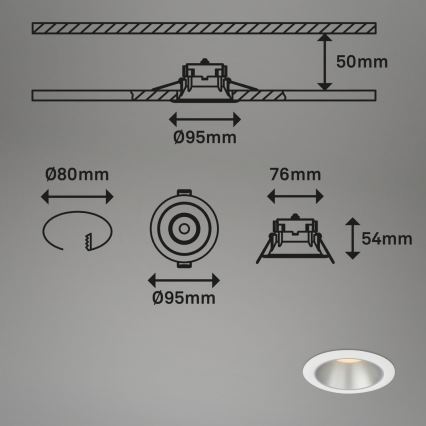 Briloner 7041-036 - SET 3x LED Kopalniška vgradna svetilka LED/4,9W/230V IP44 bela