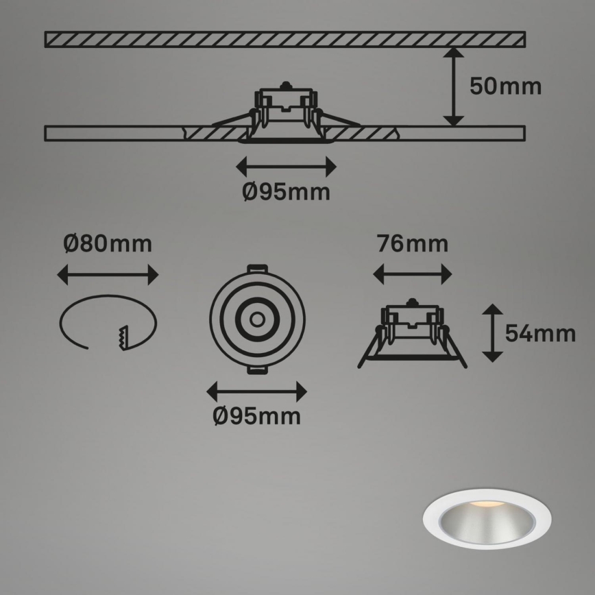 Briloner 7041-036 - SET 3x LED Kopalniška vgradna svetilka LED/4,9W/230V IP44 bela