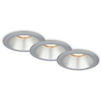 Briloner 7042-034 - SET 3x Kopalniška vgradna svetilka 1xGU10/9W/230V IP23 srebrna