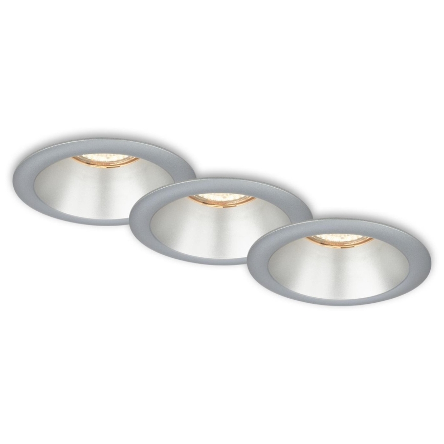 Briloner 7042-034 - SET 3x Kopalniška vgradna svetilka 1xGU10/9W/230V IP23 srebrna