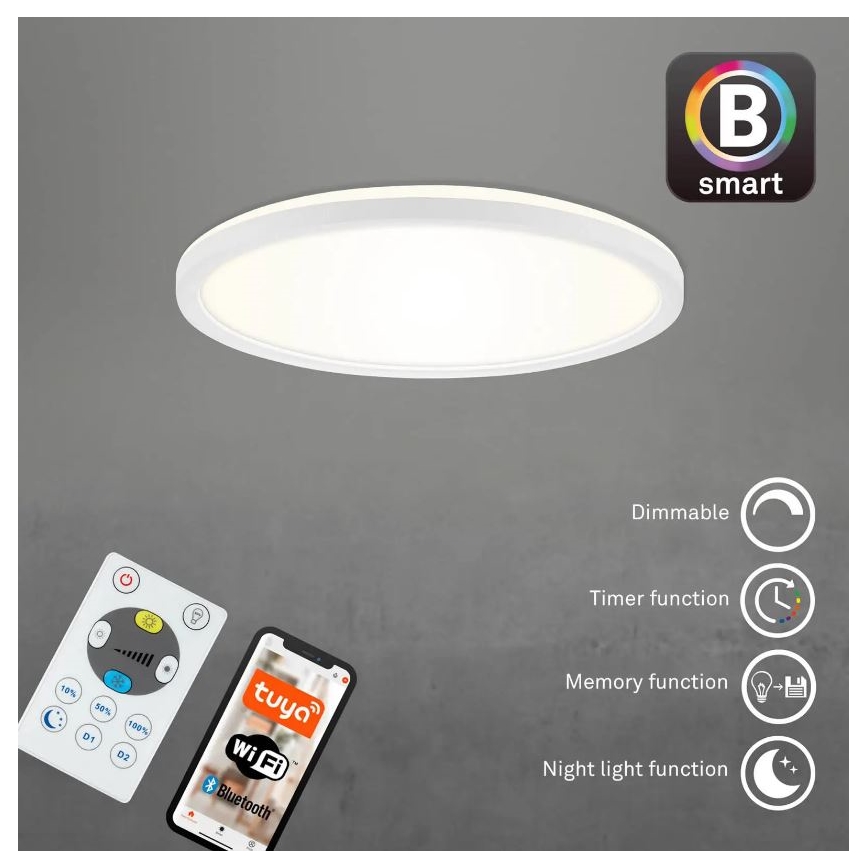 Briloner 7058-016 - LED Zatemnitvena svetilka SLIM LED/18W/230V 2700-6500K Wi-Fi Tuya + Daljinski upravljalnik