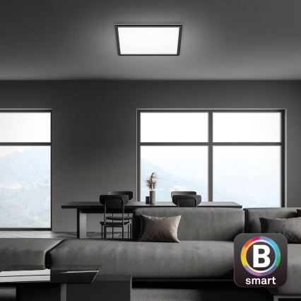 Briloner 7060-015 - SLIM LED zatemljiv površinski panel LED/22W/230V 2700-6500K 42x42 cm črna Wi-Fi Tuya + daljinski upravljalnik