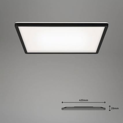 Briloner 7060-015 - SLIM LED zatemljiv površinski panel LED/22W/230V 2700-6500K 42x42 cm črna Wi-Fi Tuya + daljinski upravljalnik
