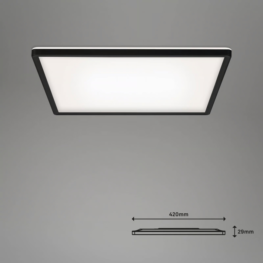 Briloner 7060-015 - SLIM LED zatemljiv površinski panel LED/22W/230V 2700-6500K 42x42 cm črna Wi-Fi Tuya + daljinski upravljalnik