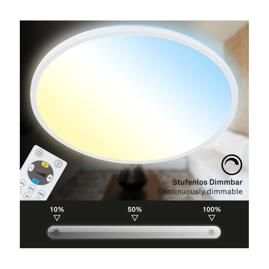 Briloner 7079-016 - LED Zatemnitvena stropna svetilka SLIM LED/18W/230V 2700-6500K + Daljinski upravljalnik