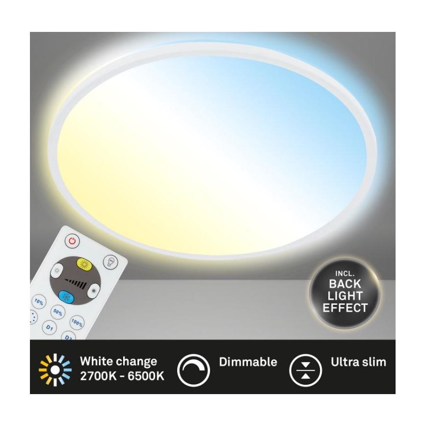 Briloner 7079-016 - LED Zatemnitvena stropna svetilka SLIM LED/18W/230V 2700-6500K + Daljinski upravljalnik