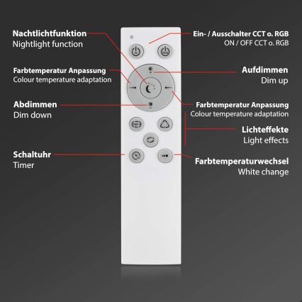 Briloner 7087-016 - LED RGBW Zatemnitvena svetilka SMART LED/24W/230V 3000-6500K Wi-Fi Tuya + Daljinski upravljalnik