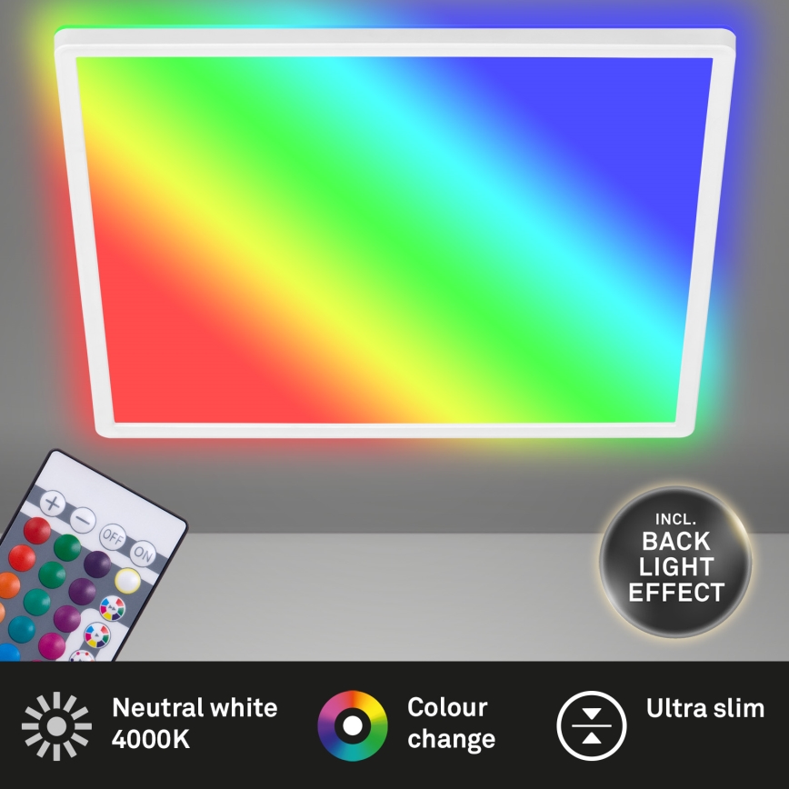 Briloner 7090-416 - LED RGBW Zatemnitvena stropna svetilka SLIM LED/15W/230V + Daljinski upravljalnik