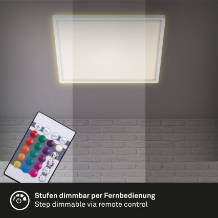 Briloner 7091-416 - LED RGBW Zatemnitvena stropna svetilka SLIM LED/22W/230V + Daljinski upravljalnik