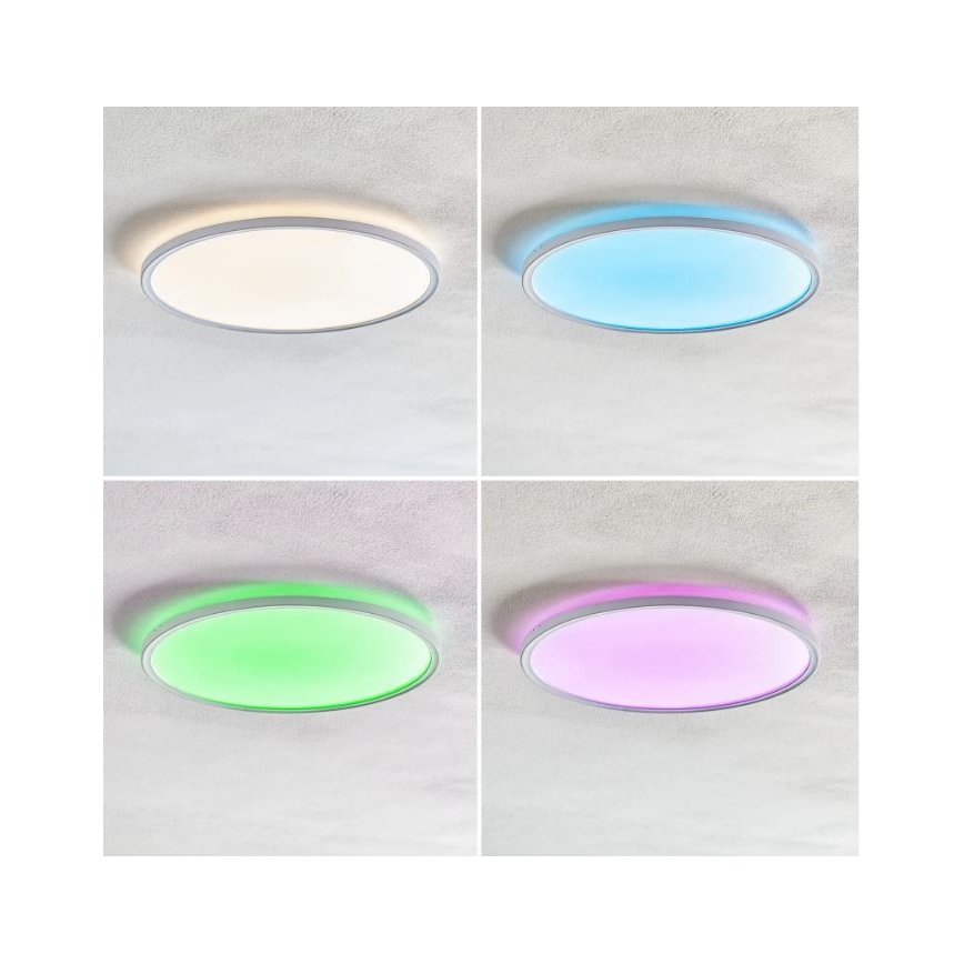 Briloner 7094-416 - LED RGBW Zatemnitvena stropna svetilka SLIM LED/22W/230V + Daljinski upravljalnik