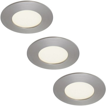 Briloner 7103432 - Komplet 3xLED zatemnjivih kopalniških vgradnih stropnih svetilk, 3xLED/4,9W/230V, IP44, mat krom