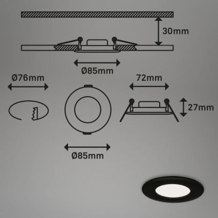 Briloner 7113-415 - LED Kopalniška vgradna svetilka FLAT LED/5W/230V IP44