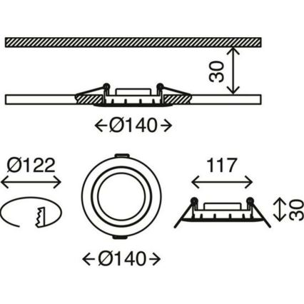 Briloner 7116-412 - LED Kopalniška vgradna svetilka FLAT IN LED/9W/230V IP23