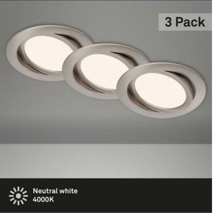 Briloner 7116-432 - SET 3x LED Kopalniška vgradna svetilka FLAT IN LED/9W/230V IP23