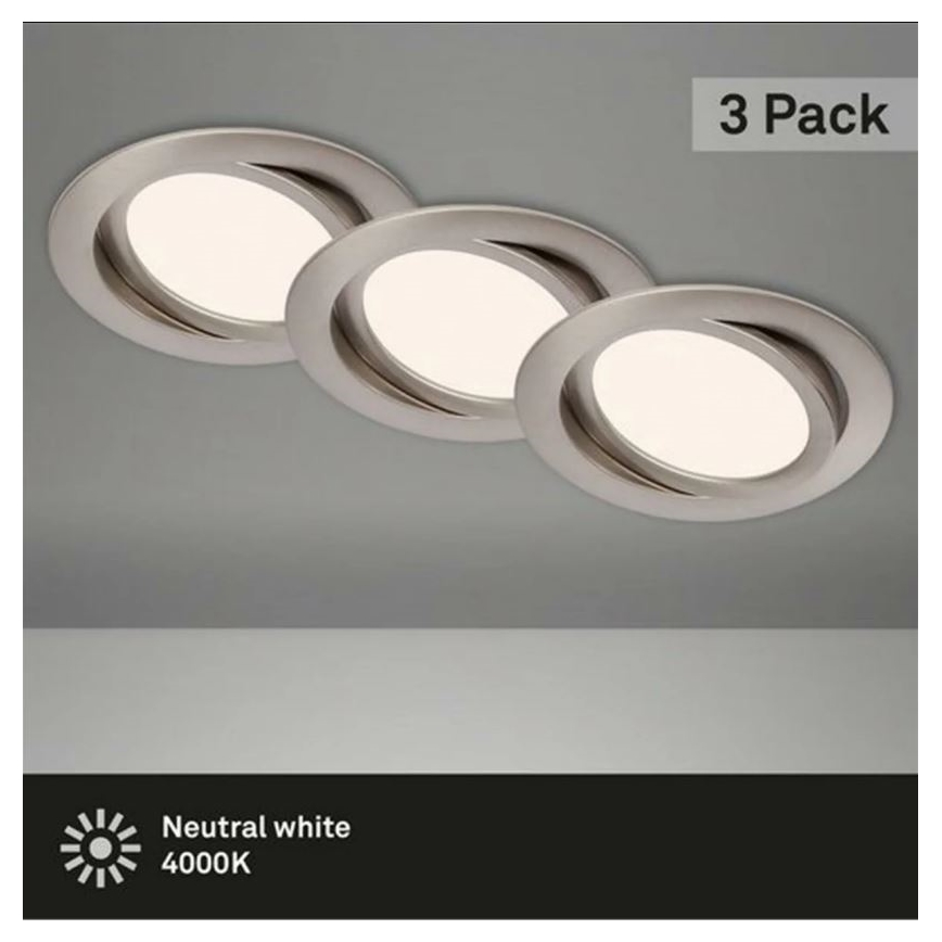 Briloner 7116-432 - SET 3x LED Kopalniška vgradna svetilka FLAT IN LED/9W/230V IP23