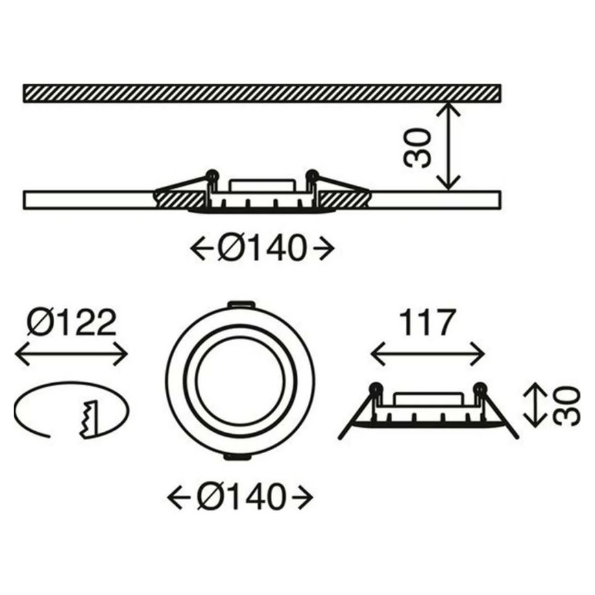 Briloner 7116-432 - SET 3x LED Kopalniška vgradna svetilka FLAT IN LED/9W/230V IP23