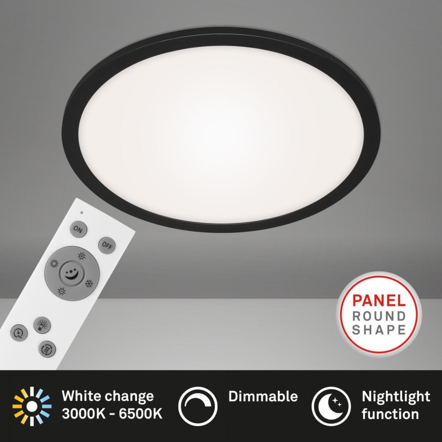 Briloner 7168-015 - LED Zatemnitvena stropna svetilka PIATTO LED/22W/230V 3000-6500K pr. 40 cm črna + Daljinski upravljalnik