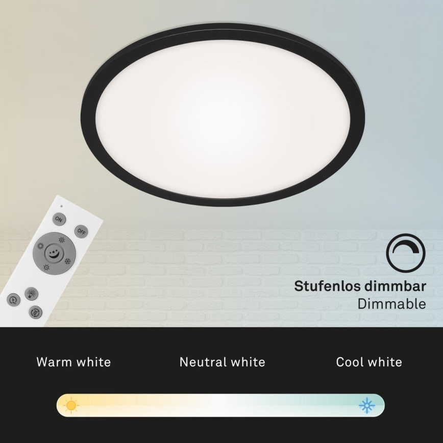 Briloner 7168-015 - LED Zatemnitvena stropna svetilka PIATTO LED/22W/230V 3000-6500K pr. 40 cm črna + Daljinski upravljalnik