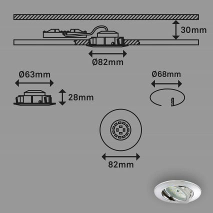 Briloner 7209-038 - SET 3x LED Kopalniška vgradna svetilka LED/5W/230V IP23