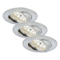 Briloner 7209-039 - Komplet 3x LED kopalniških vgradnih svetilk ATTACH LED/5W/230V IP23, matni krom