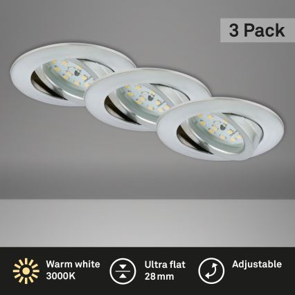 Briloner 7209-039 - Komplet 3x LED kopalniških vgradnih svetilk ATTACH LED/5W/230V IP23, matni krom