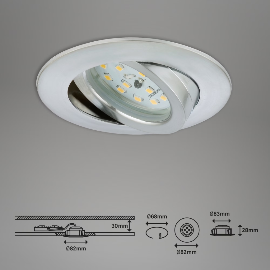 Briloner 7209-039 - Komplet 3x LED kopalniških vgradnih svetilk ATTACH LED/5W/230V IP23, matni krom