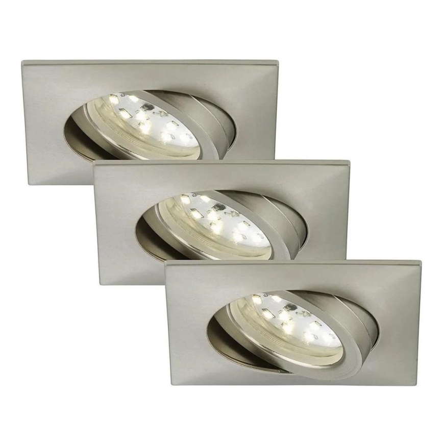 Briloner 7210-032 - SET 3x LED Kopalniška vgradna svetilka ATTACH LED/5W/230V IP23 mat krom