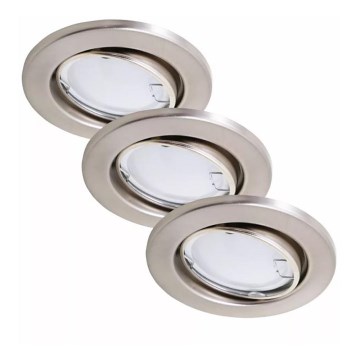 Briloner 7221-032 - SET 3x LED Kopalniška vgradna svetilka 1xGU10/3W/230V IP23 mat krom