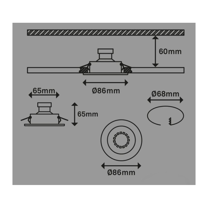 Briloner 7221-039 - KOMPLET 3x LED kopalniška vgradna svetilka 1xGU10/3W/230V IP23 srebrna
