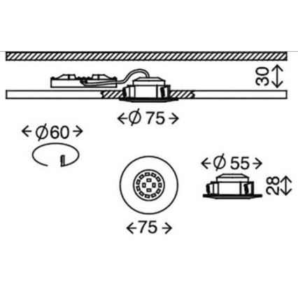 Briloner 7231-031- SET 3x LED Zatemnitvena kopalniška vgradna svetilka LED/5,5W/230V IP44