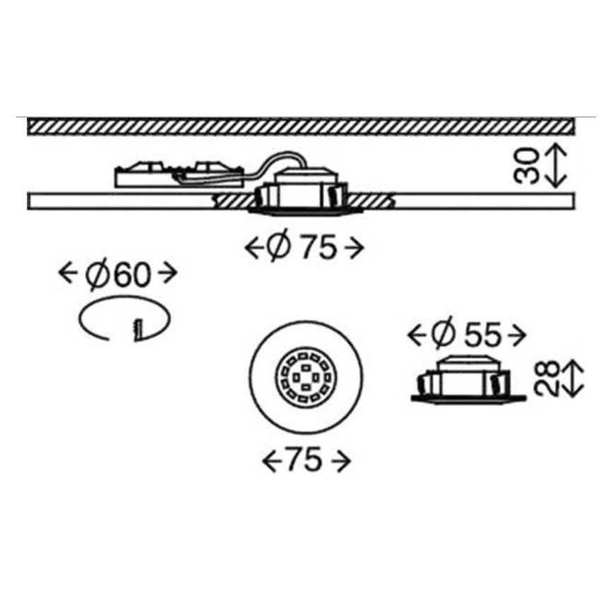 Briloner 7231-031- SET 3x LED Zatemnitvena kopalniška vgradna svetilka LED/5,5W/230V IP44