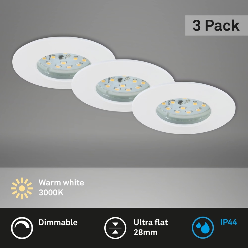 Briloner 7231-036 - SET 3x LED Zatemnitvena kopalniška vgradna svetilka LED/5,5W/230V IP44