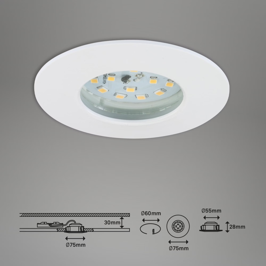 Briloner 7231-036 - SET 3x LED Zatemnitvena kopalniška vgradna svetilka LED/5,5W/230V IP44
