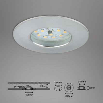 Briloner 7231-039 - Komplet 3x LED stropnih vgradnih svetilk za kopalnico s funkcijo zatemnitve LED/5,5W/230V IP44 mat krom