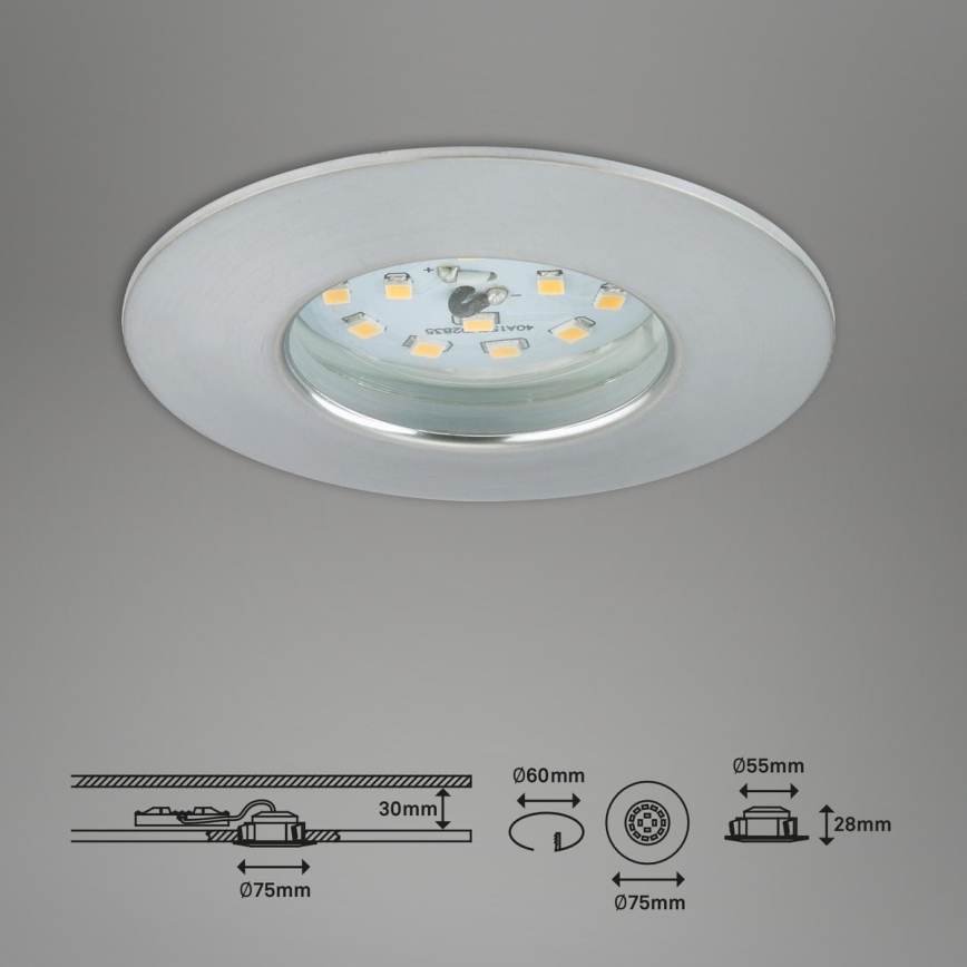 Briloner 7231-039 - Komplet 3x LED stropnih vgradnih svetilk za kopalnico s funkcijo zatemnitve LED/5,5W/230V IP44 mat krom