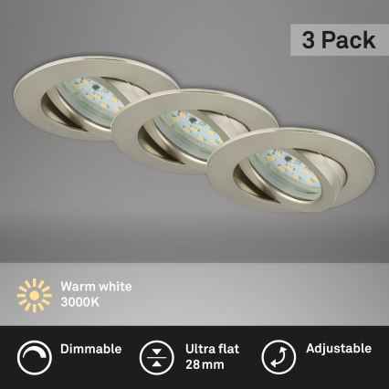 Briloner 7232-032 - Komplet 3x zatemljivih LED kopalniških vgradnih stropnih svetilk ATTACH LED/5,5W/230V IP23